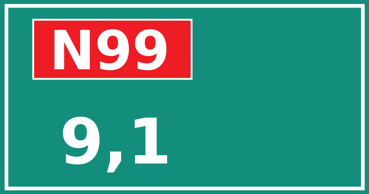Hectometerbord N99 9,1