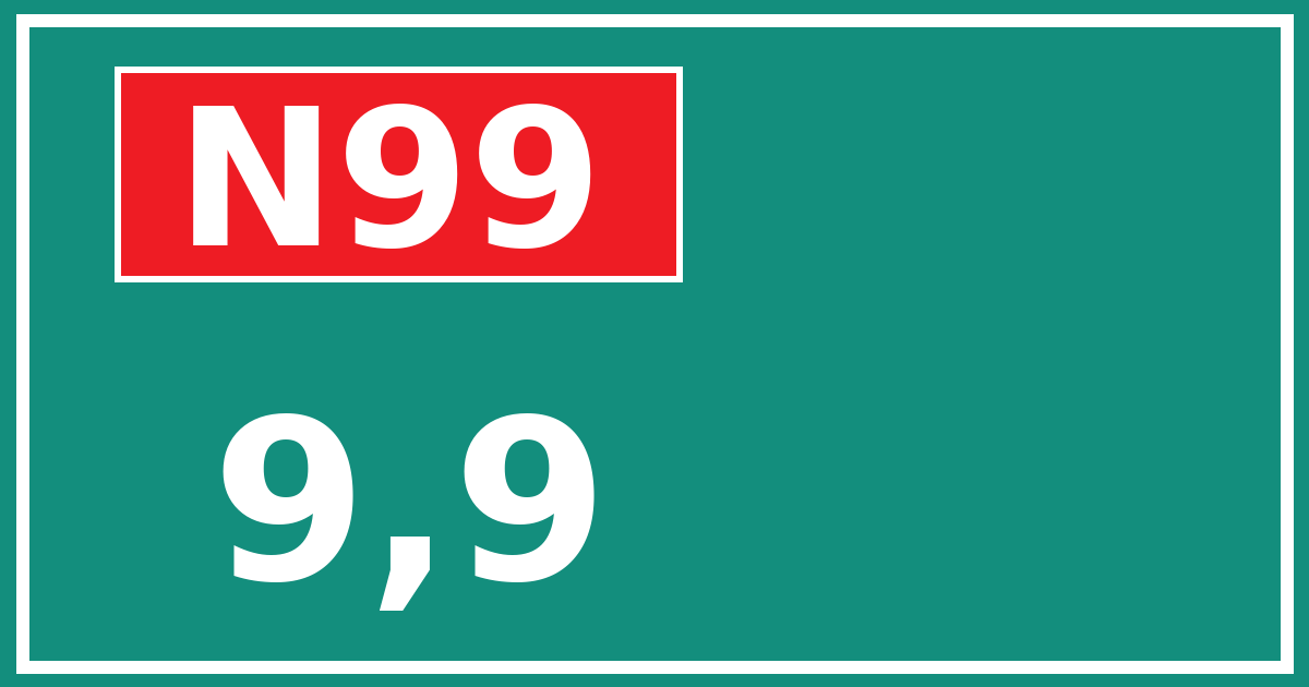 Hectometerbord N99 9,9