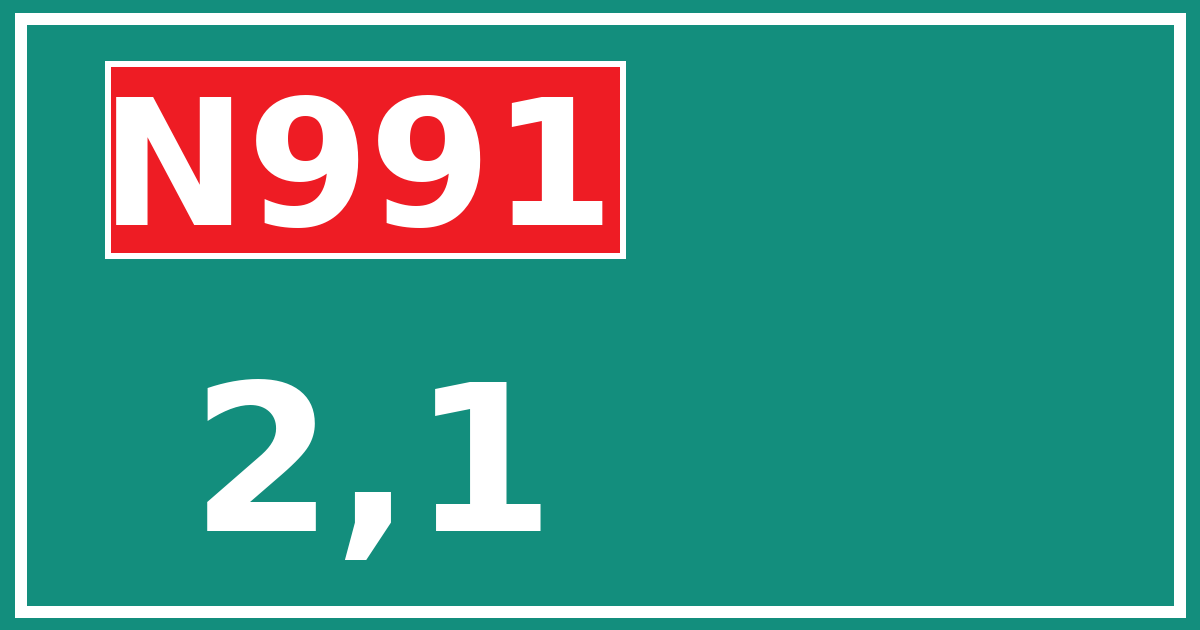 Hectometerbord N991 2,1