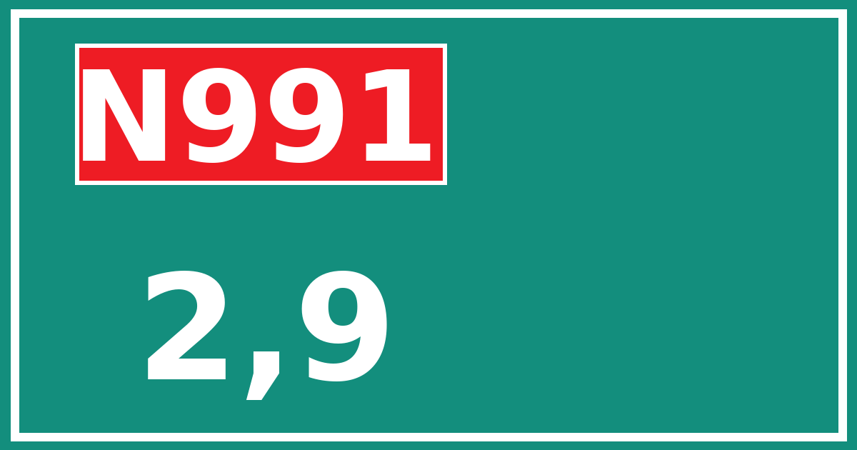 Hectometerbord N991 2,9