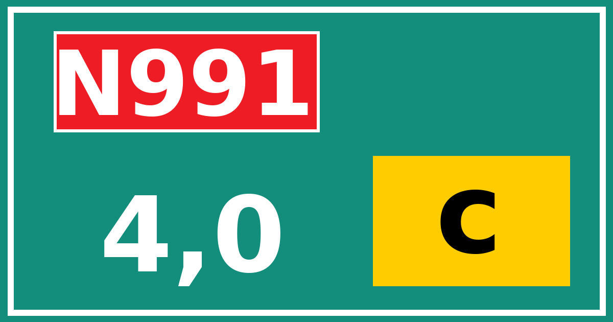 Hectometerbord N991 4,0 letter c