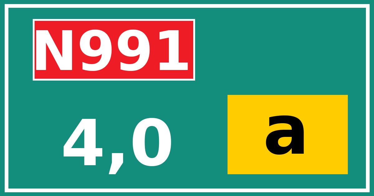 Hectometerbord N991 4,0 letter a