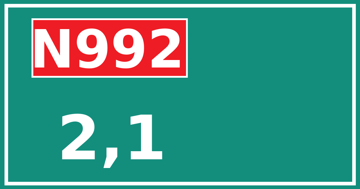 Hectometerbord N992 2,1
