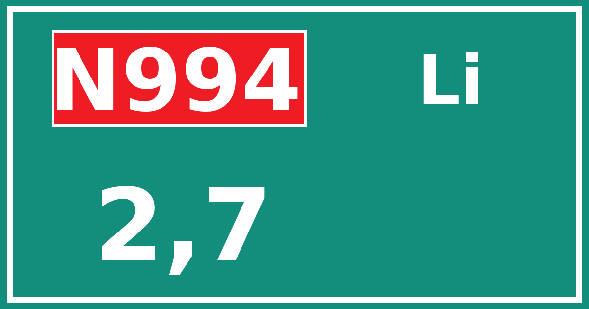 Hectometerbord N994 2,7 zijde Li