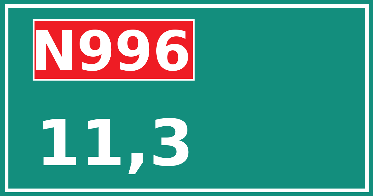 Hectometerbord N996 11,3