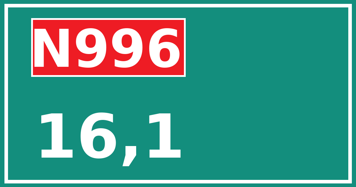 Hectometerbord N996 16,1
