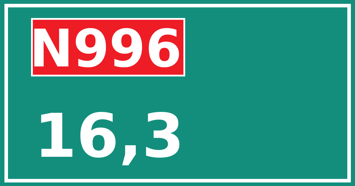Hectometerbord N996 16,3