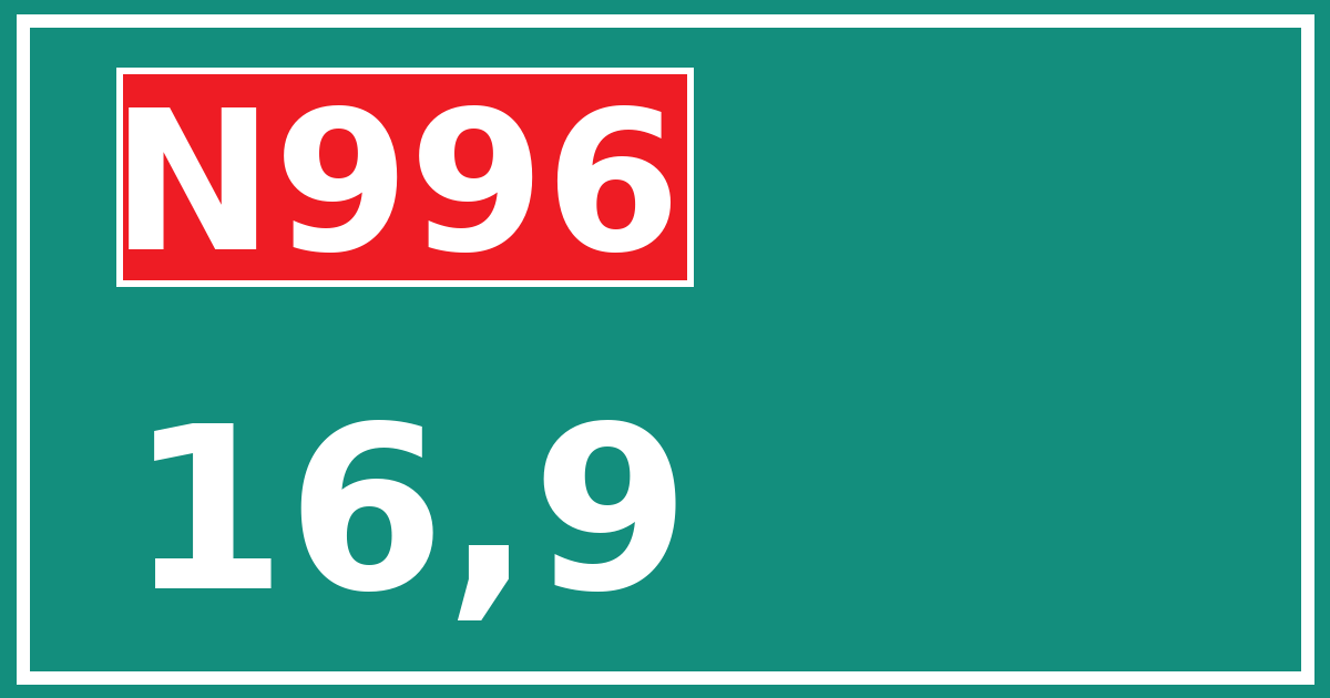 Hectometerbord N996 16,9