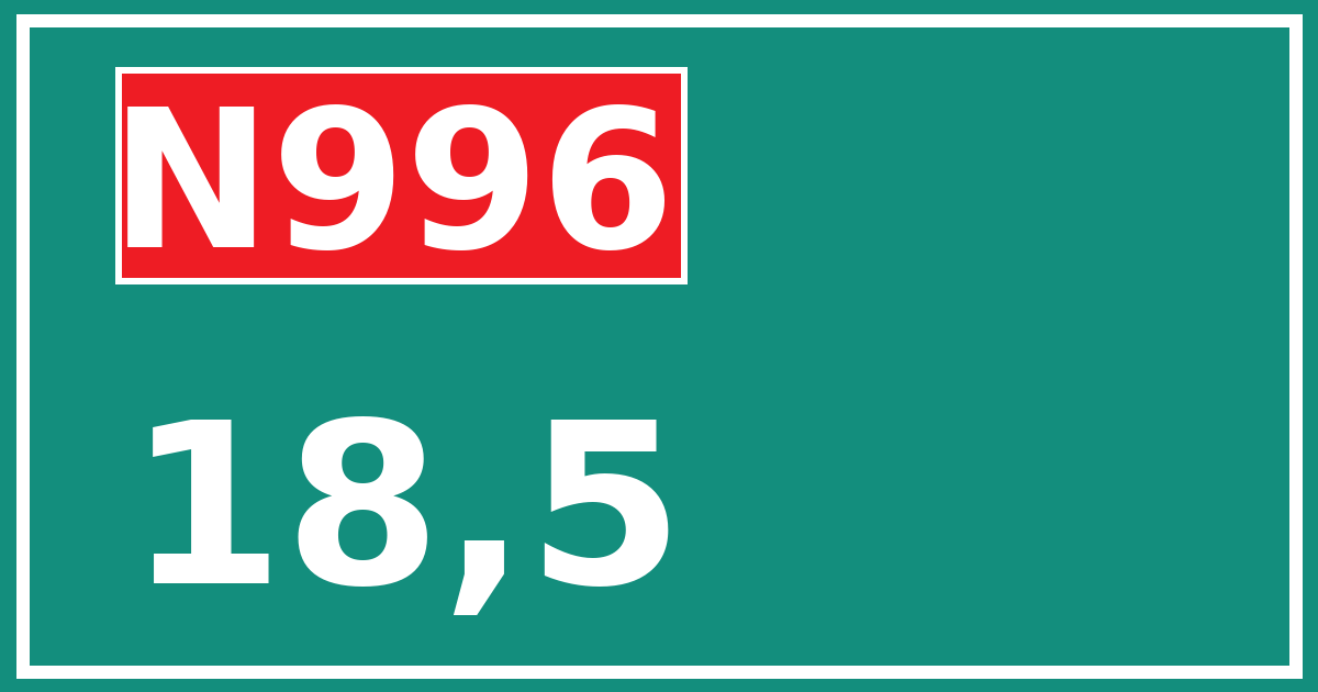 Hectometerbord N996 18,5