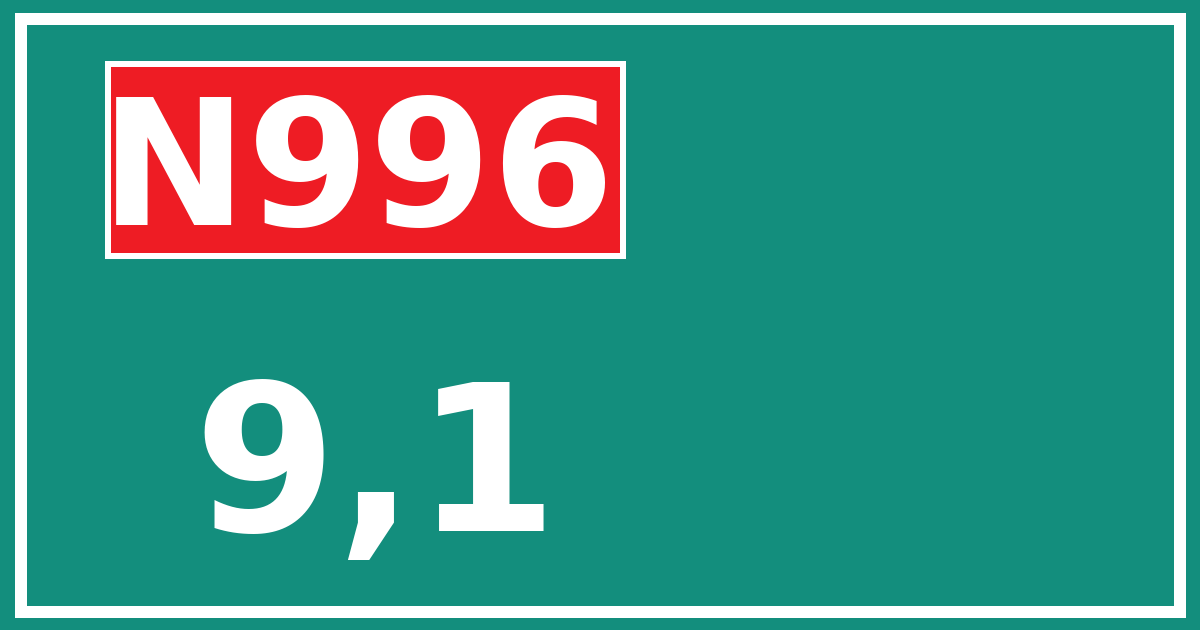 Hectometerbord N996 9,1