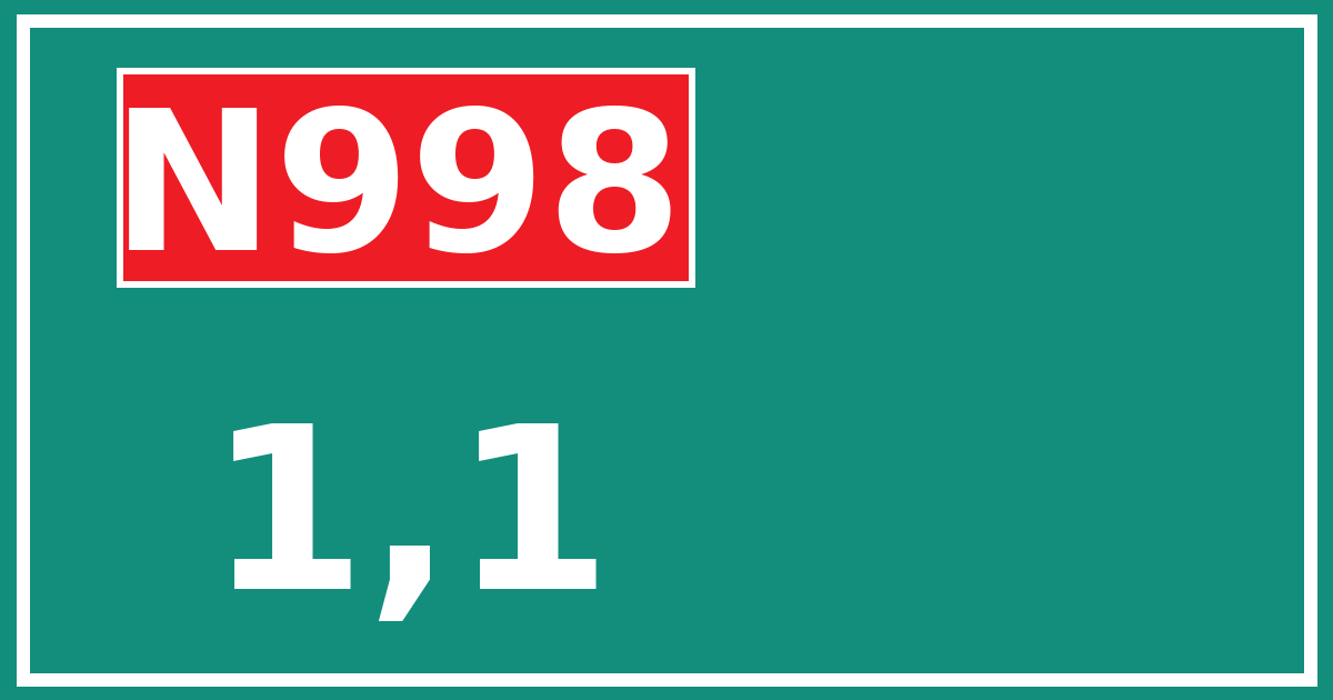 Hectometerbord N998 1,1