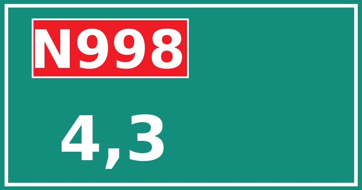 Hectometerbord N998 4,3