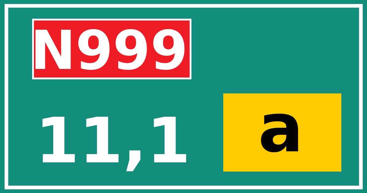 Hectometerbord N999 11,1 letter a