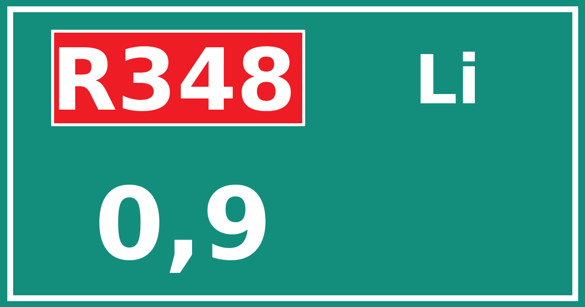 Hectometerbord R348 0,9 zijde Li
